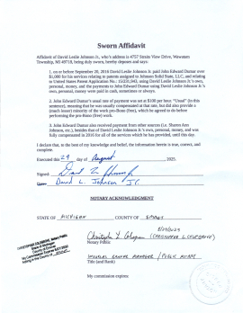 Sworn Affidavit relating to work done in relation to CoolingLogic™ patents