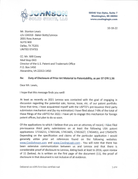 CoolingLogic™ USPS Certified First Class mail sent to attorneys- Lennox